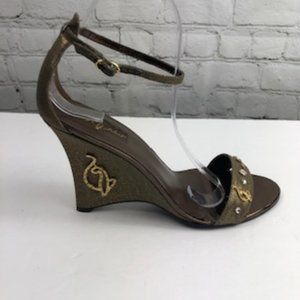 🆕 Baby Phat Linen Cat Wedge Heel| Brown/Gold
